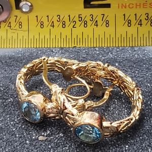 💕Gold Plated Hoops with Blue Stone